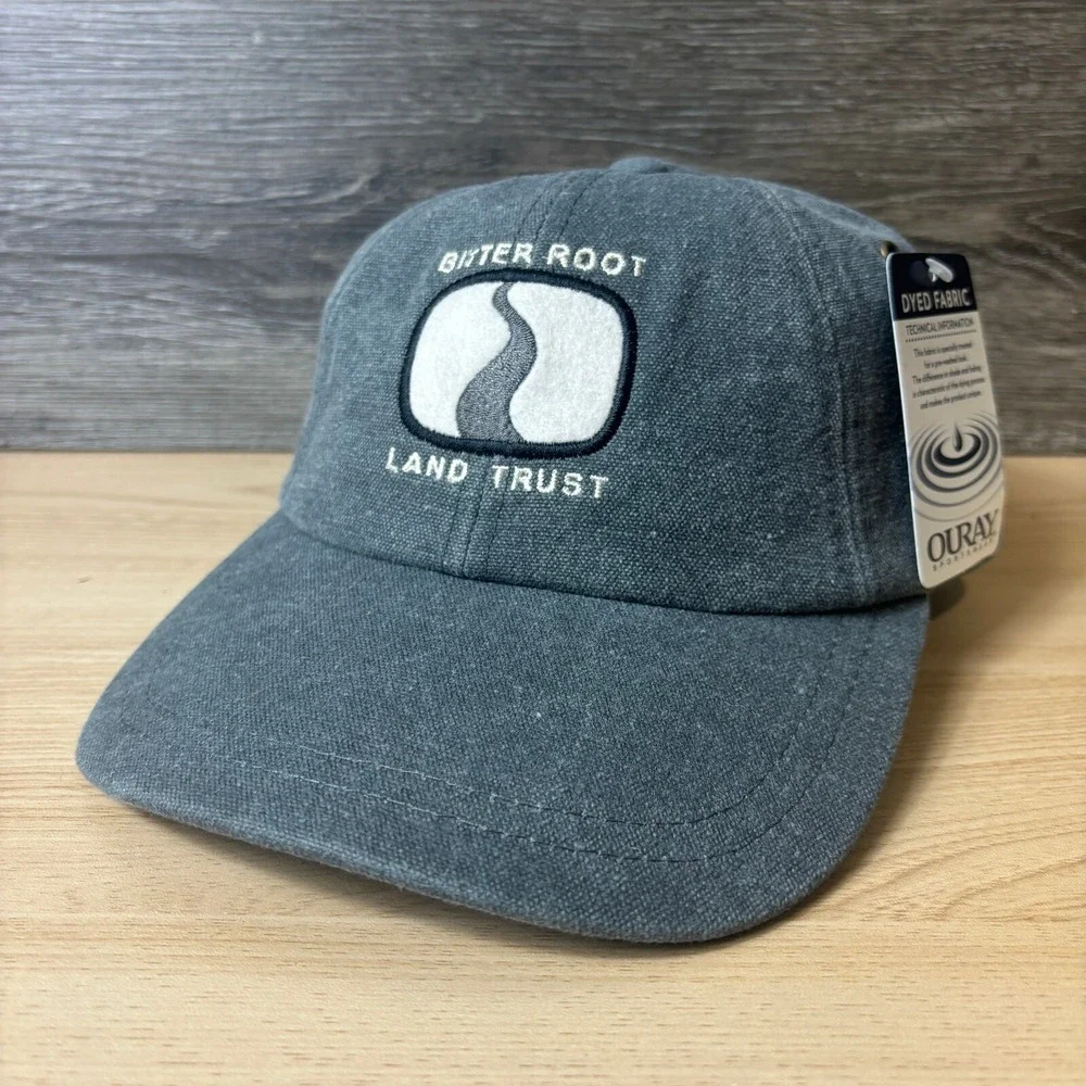 Bitter Root Land Trust Hat Strap Back Gray Canvas Baseball Cap Adjustable NWT‎